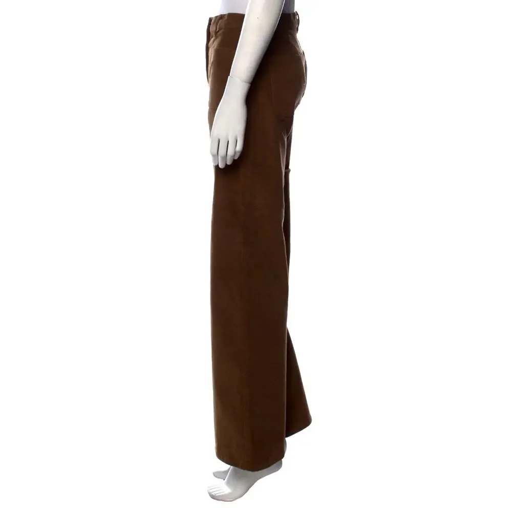 Nili Lotan Womans 2 Florence Wide Leg Corduroy Flare Pants High Rise Cigar Brown - Picture 6 of 14